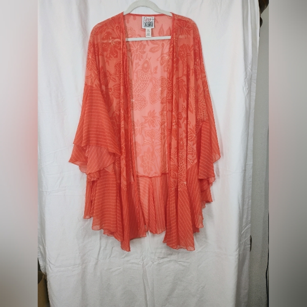 Very Vollbracht Coral Sheer Kimono